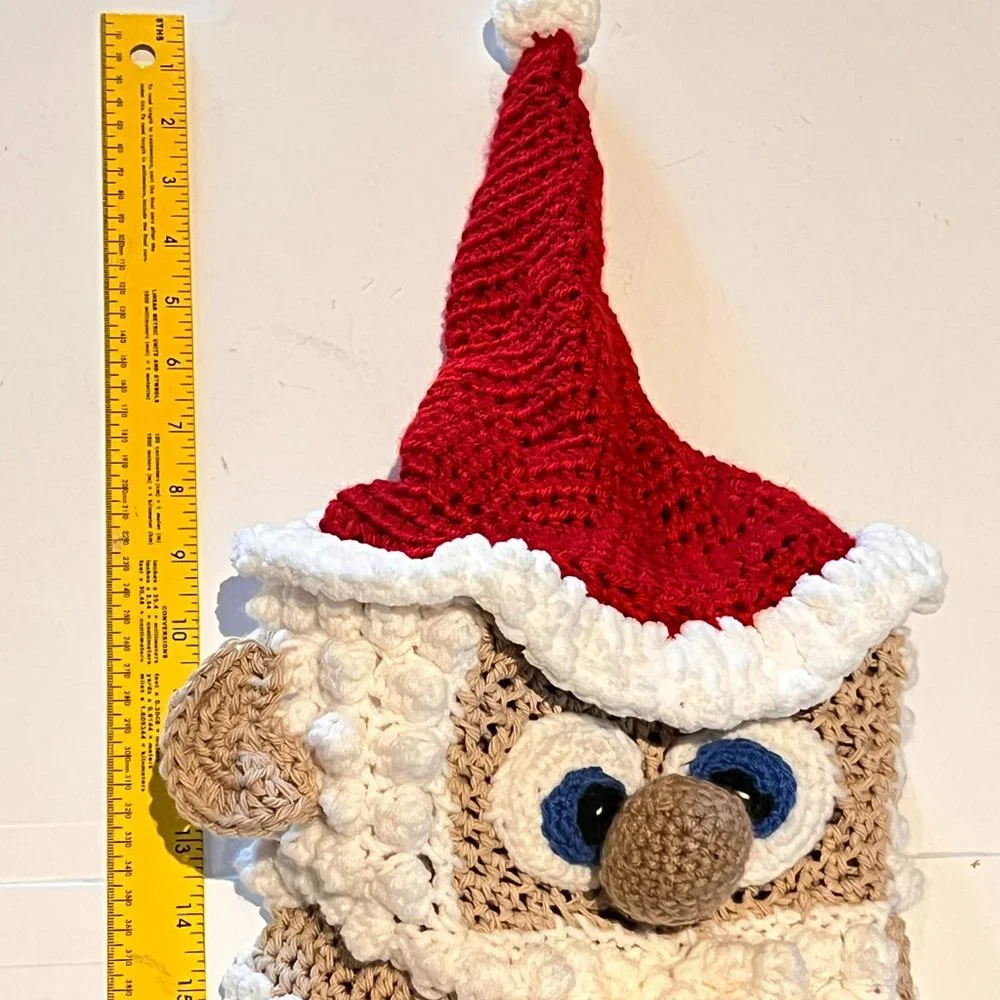Santa Claus Facial Tissue Box Cover Knitted Crocheted Christmas Bathroom Holiday